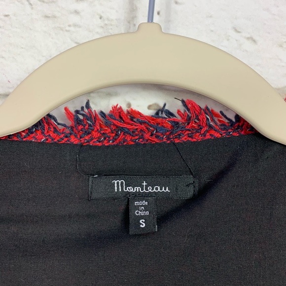 Monteau Tweed Studded Fringe Open Front Blazer S - Picture 6 of 7